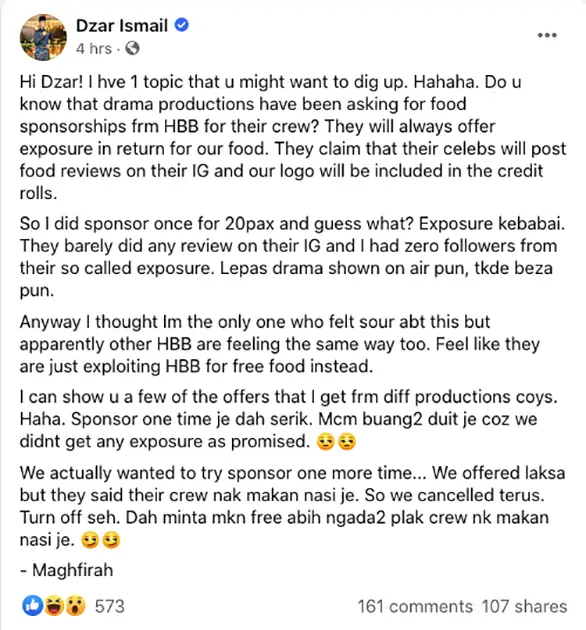 Screenshot from Dzar Ismail's Facebook post