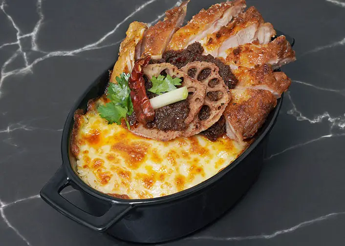 Mala Chicken Cheese Baked Rice