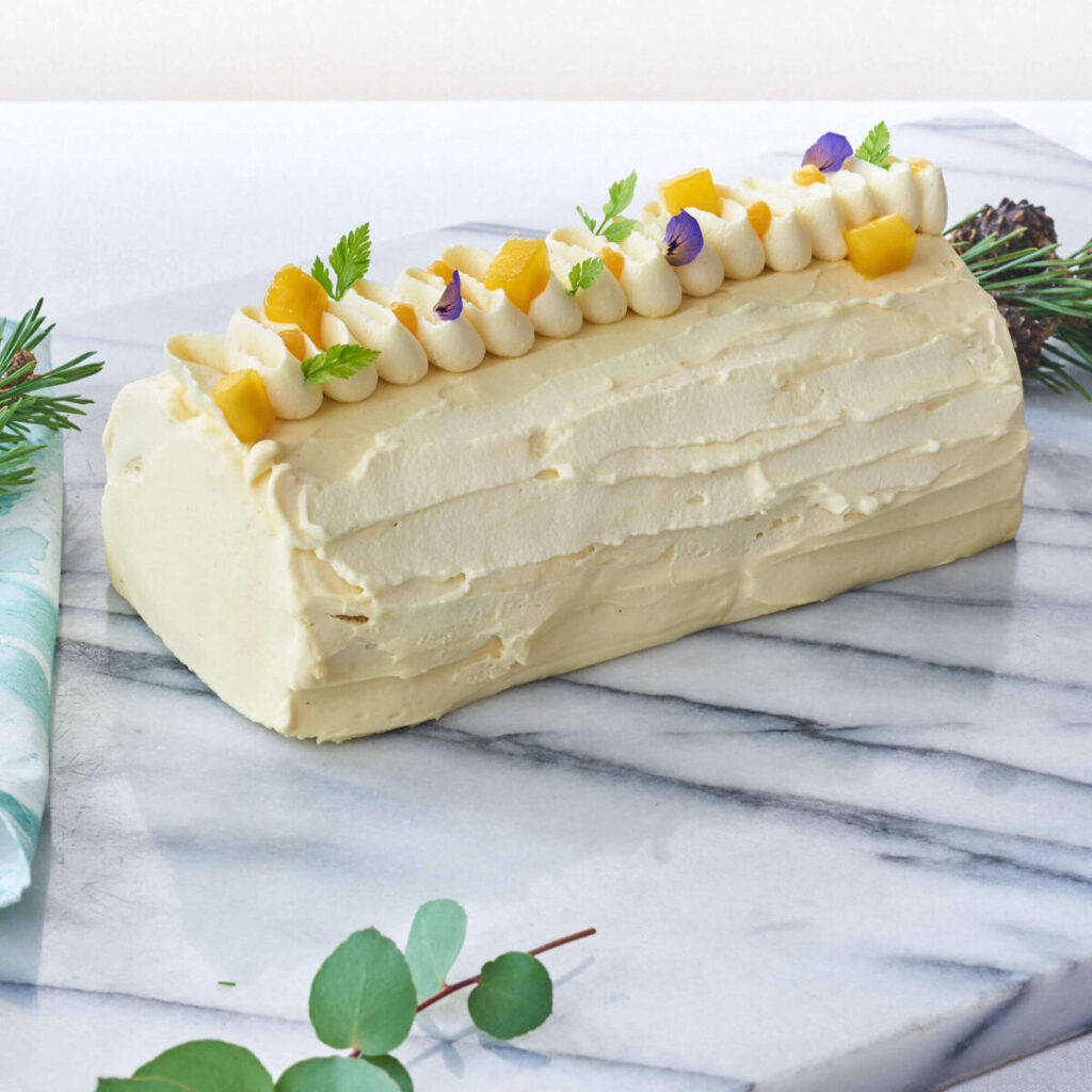 Mango Passion Fruit Log Cake