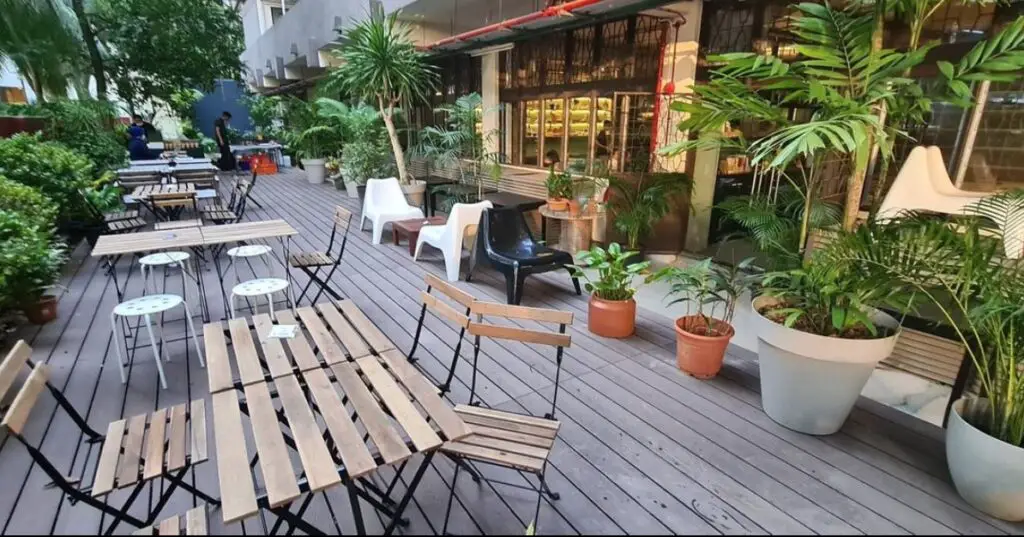 Crane's outdoor terrace