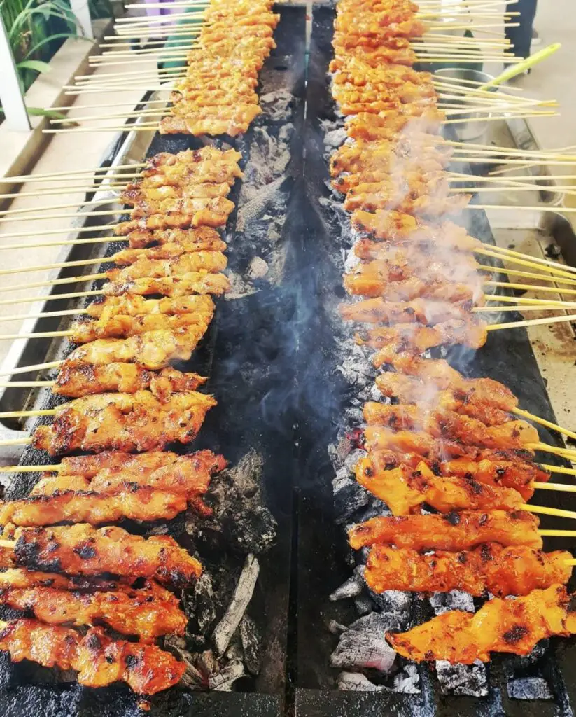 Freshly grilled satay
