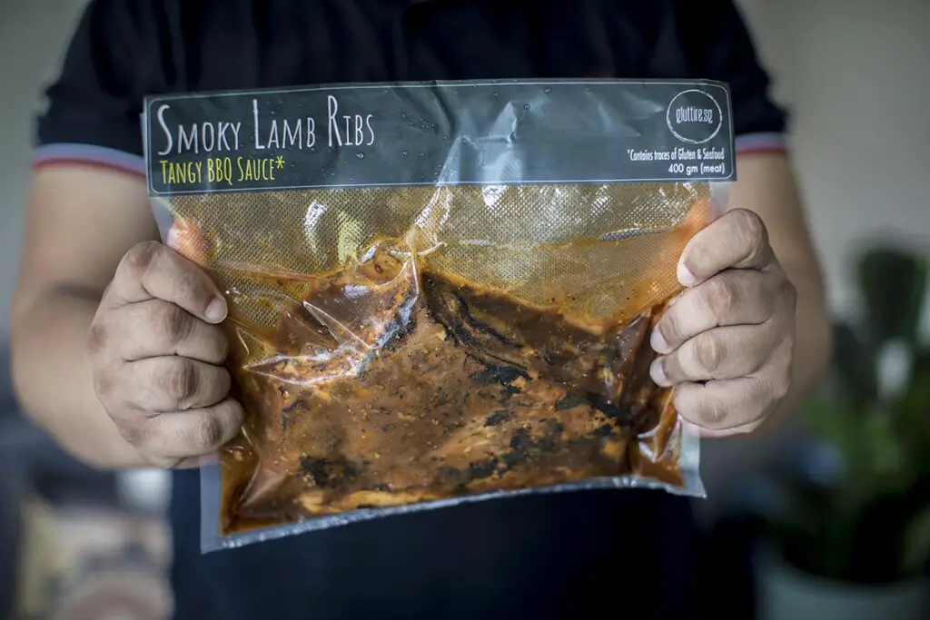 Packaged frozen lamb ribs