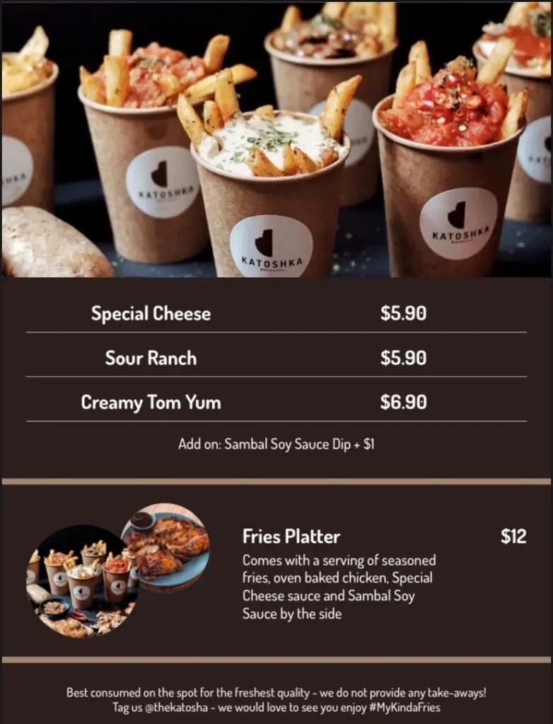The Katoshka limited menu